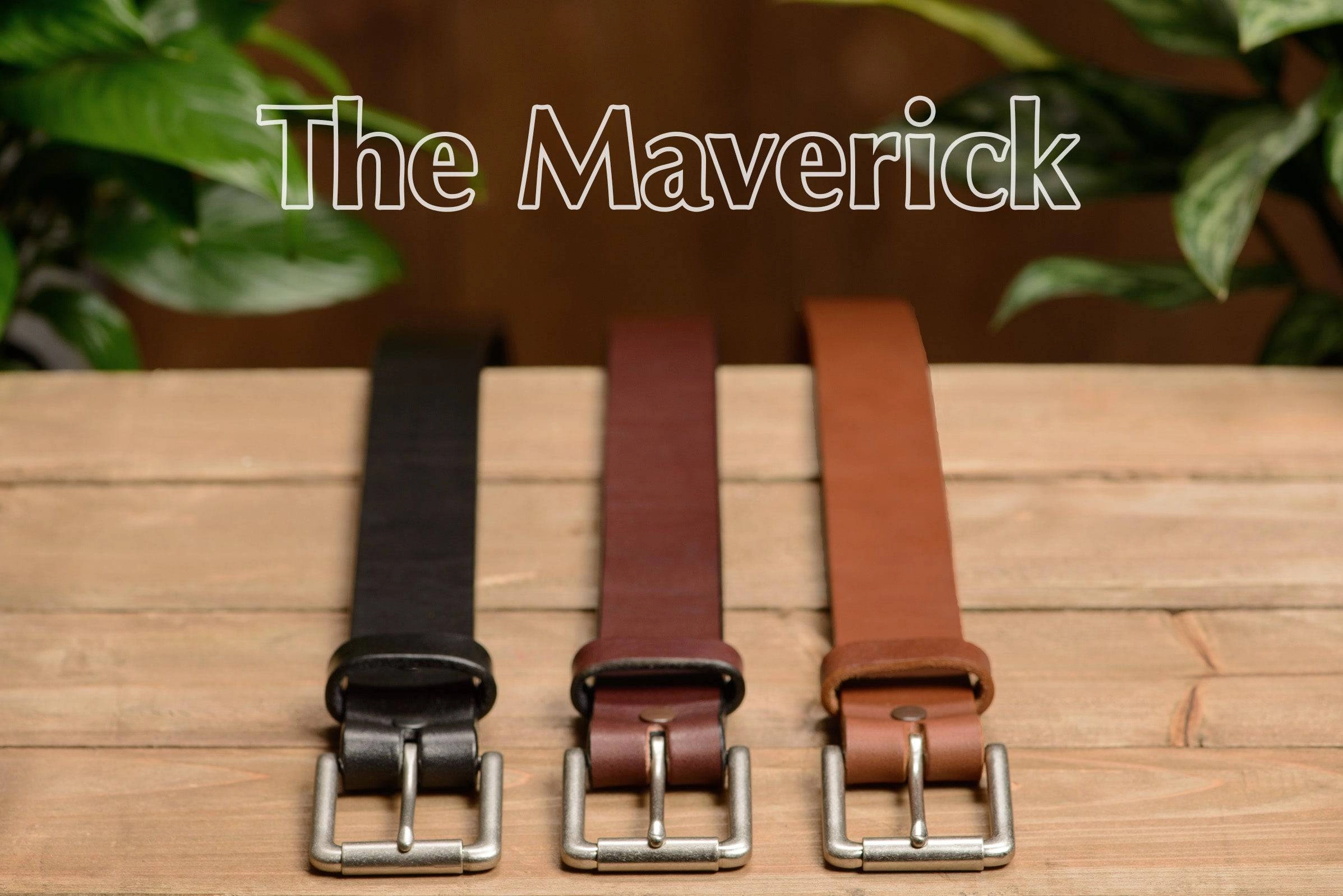 The Maverick: Men's Brown Non Stitched Leather Belt - 1.50"