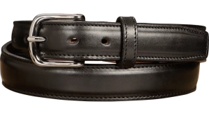 The Stallion: Men's Black Stitched Italian Leather Belt 1.25"