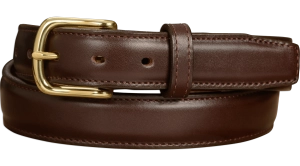 The Stallion: Men's Chocolate Brown Stitched Italian Leather Belt With Brass Buckle 1.25"