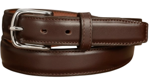 The Stallion: Men's Chocolate Brown Stitched Italian Leather Belt With Chrome Buckle 1.25"