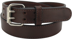 The Viper: Men's Brown Stitched Max Thick Leather Belt With Double Prong Buckle 1.75" Extra Wide