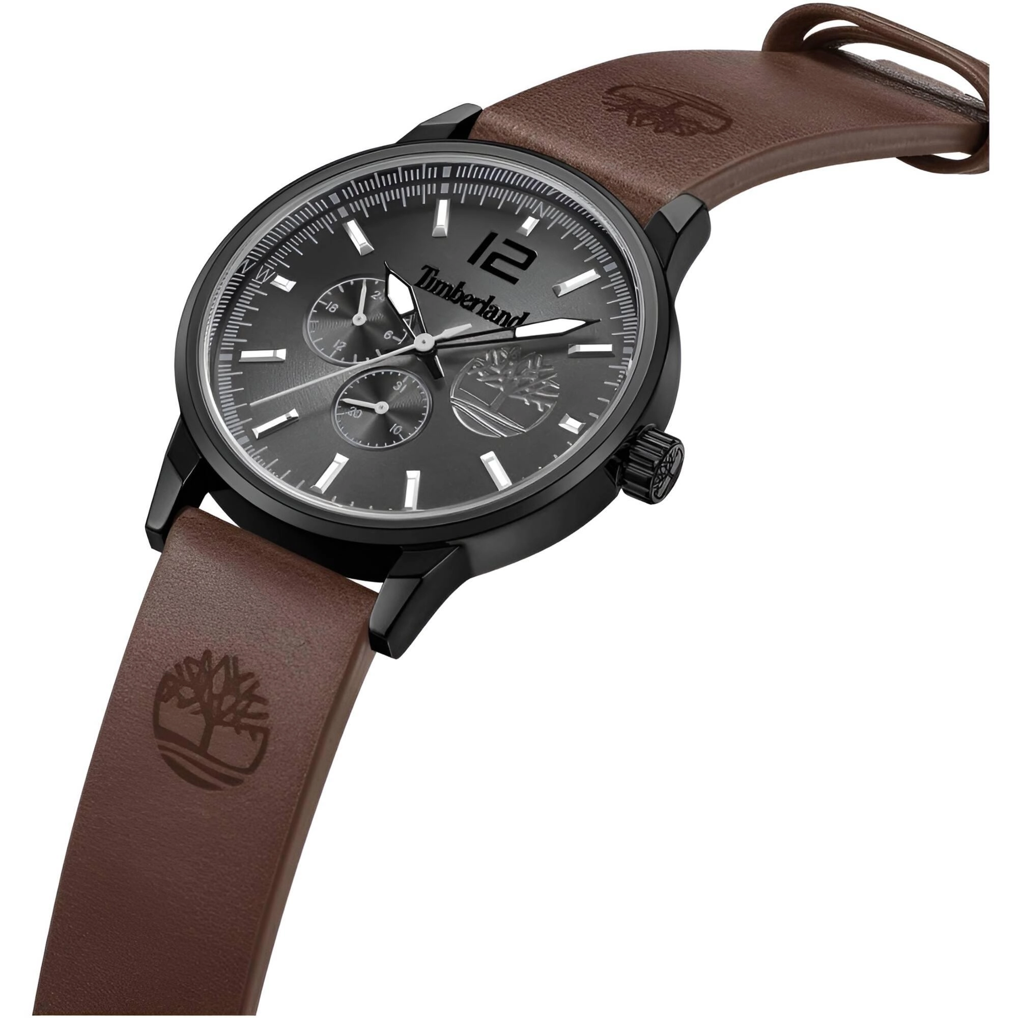 Timberland Men's Watch - Classic Grey Dial Brown Leather Strap Date | TDWGF9002301