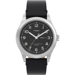 Timex Men's Watch - Waterbury Traditional Day Black Dial Leather Strap | TW2W14700VQ