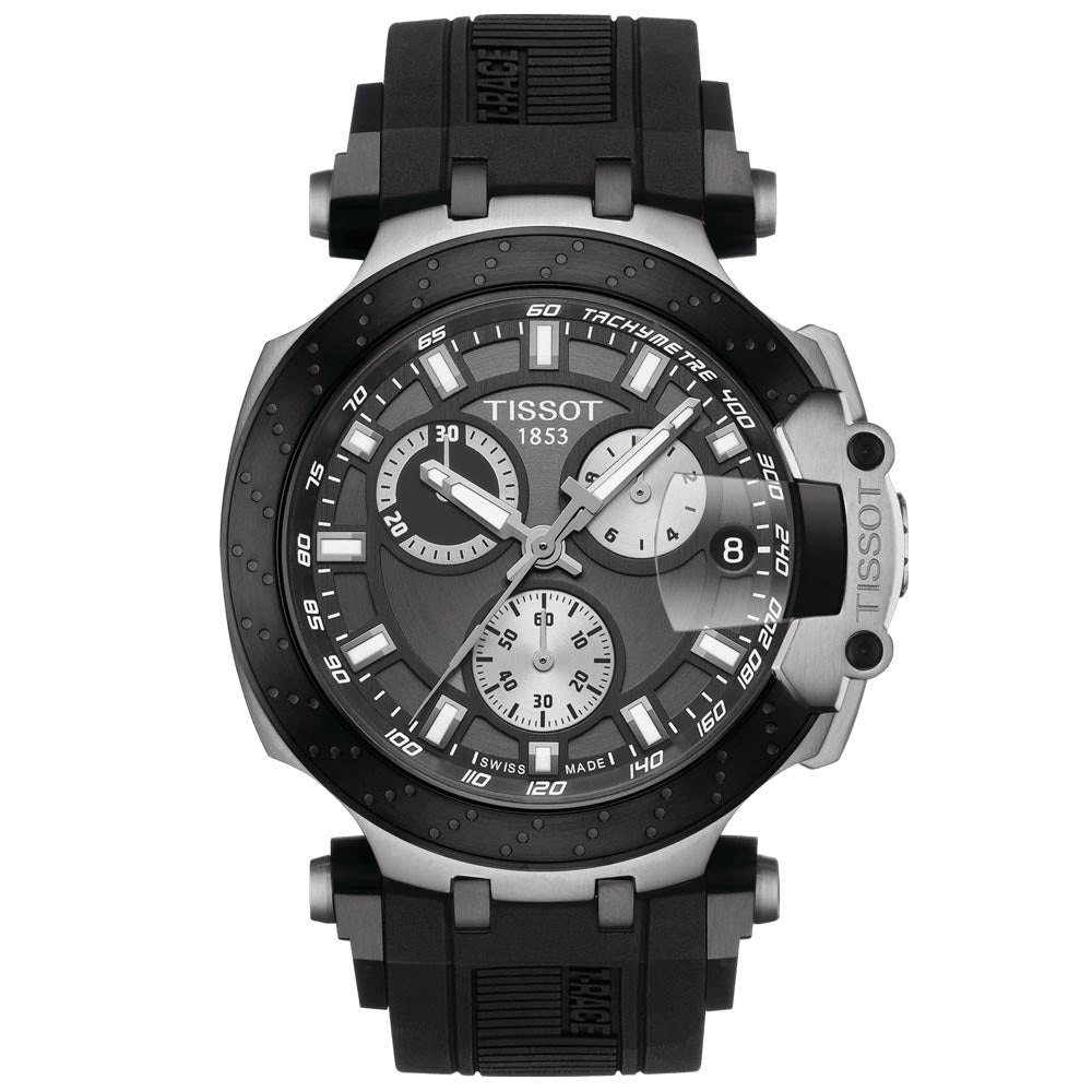 Tissot T-Race Chronograph 43mm Anthracite Dial Black PVD Steel Quartz Gents Watch T1154172706100