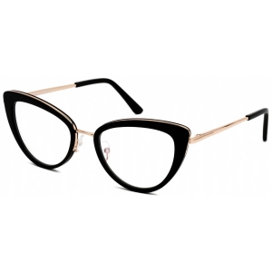 Tom Ford Women's Eyeglasses - Shiny Black Metal Cat Eye Full Rim Frame | FT5580-B 001