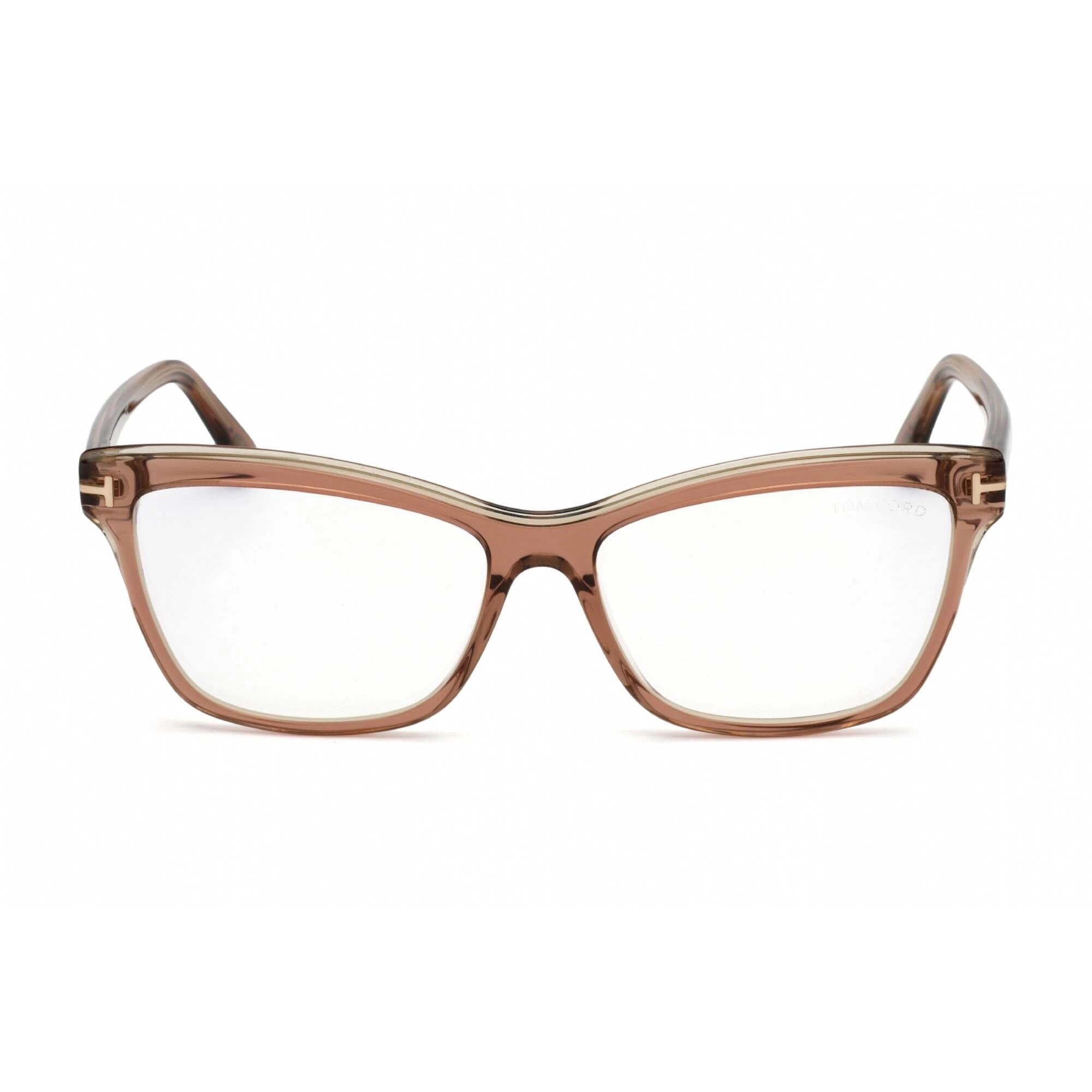 Tom Ford Women's Eyeglasses - Shiny Light Brown Plastic Cat Eye Frame | FT5619-B 045