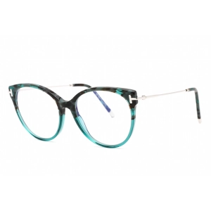 Tom Ford Women's Eyeglasses - Teal Havana Cat Eye Plastic Frame | FT5770-B 056